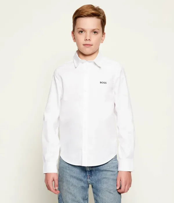 Рубашка regular fit Boss Kidswear, белый