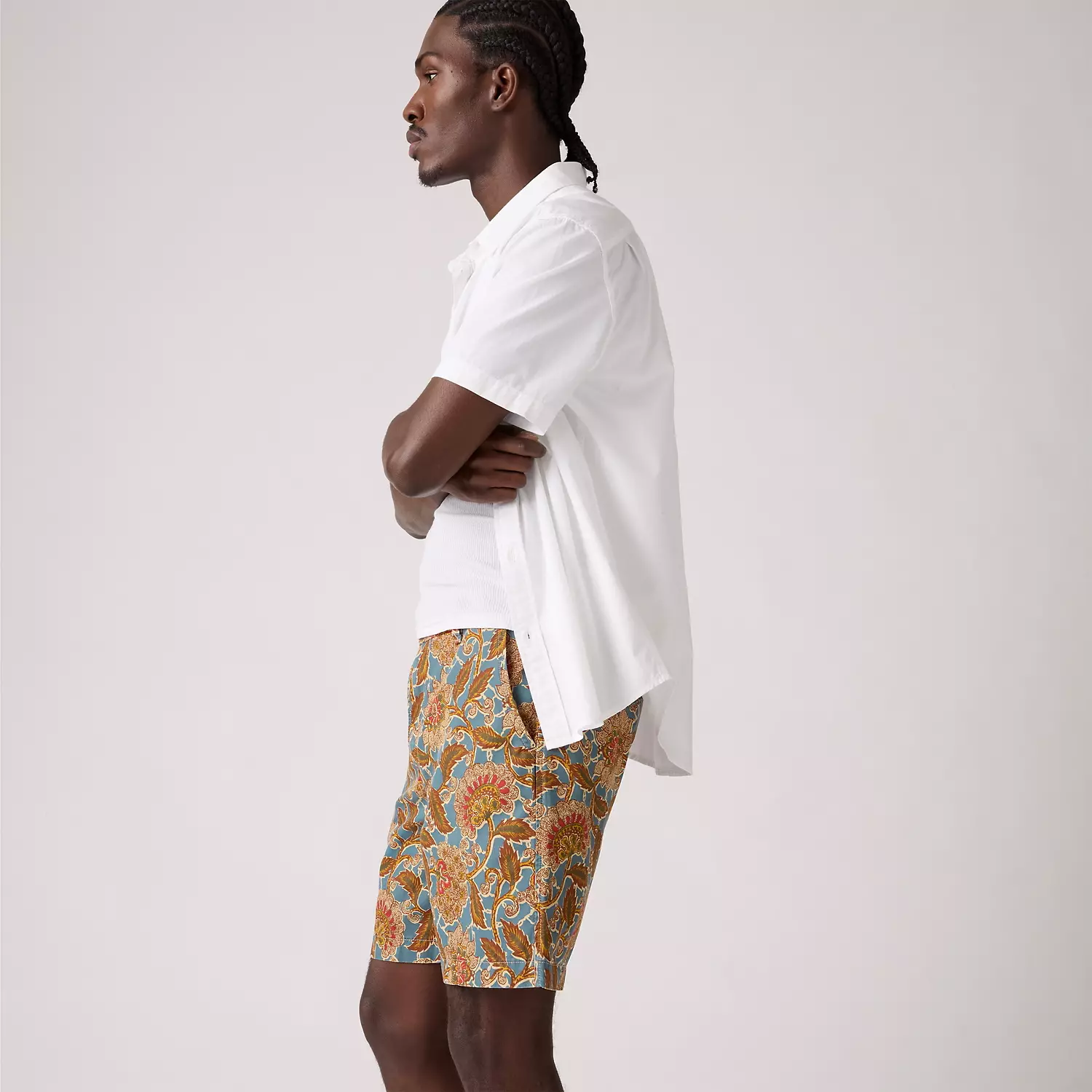 

Levi's XX Chino Authentic Свободные 8-дюймовые легкие мужские шорты из твила, цвет White Pepper Elian Floral Print - Brown
