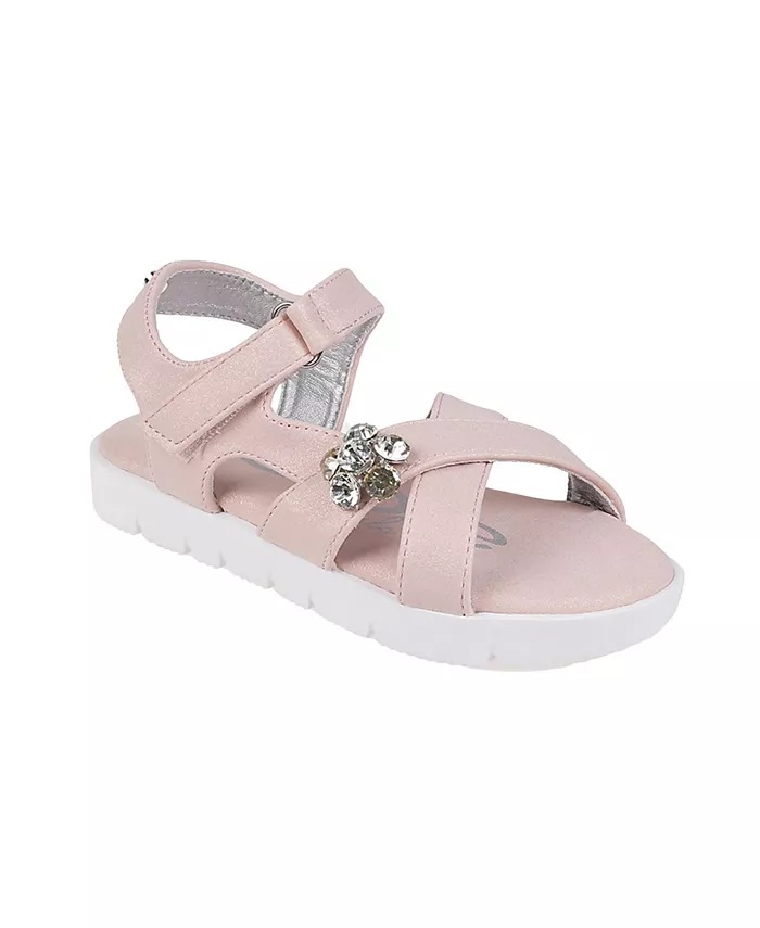 

Сандалии Sporty с цветочными стразами для девочек Bebe, розовый
