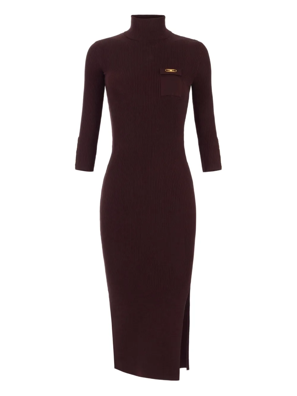

Платье в рубчик с высоким воротником Elisabetta Franchi, красный