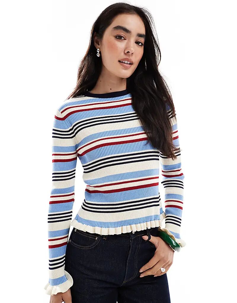 

Трикотажный топ с длинными рукавами ASOS DESIGN в разноцветную полоску