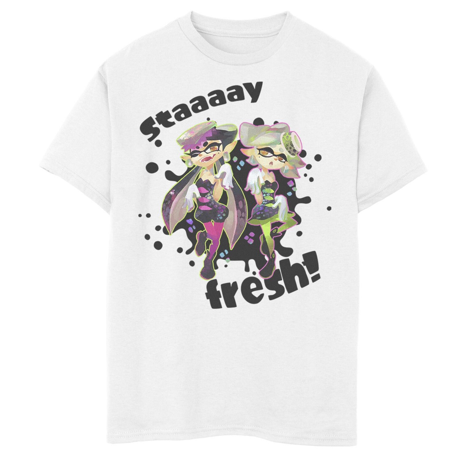 

Футболка с рисунком Nintendo Splatoon Squid Sisters Stay Fresh для мальчиков 8–20 лет Licensed Character