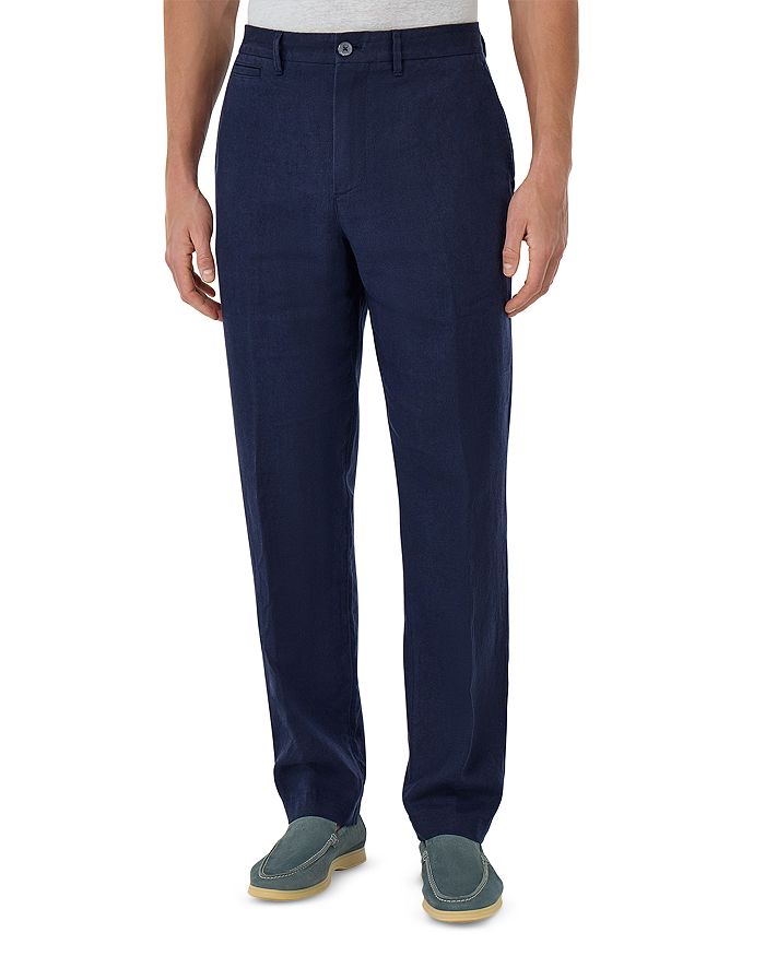 

Брюки прямого кроя из льна Solid Linen Straight Fit Boggi Milano, синий