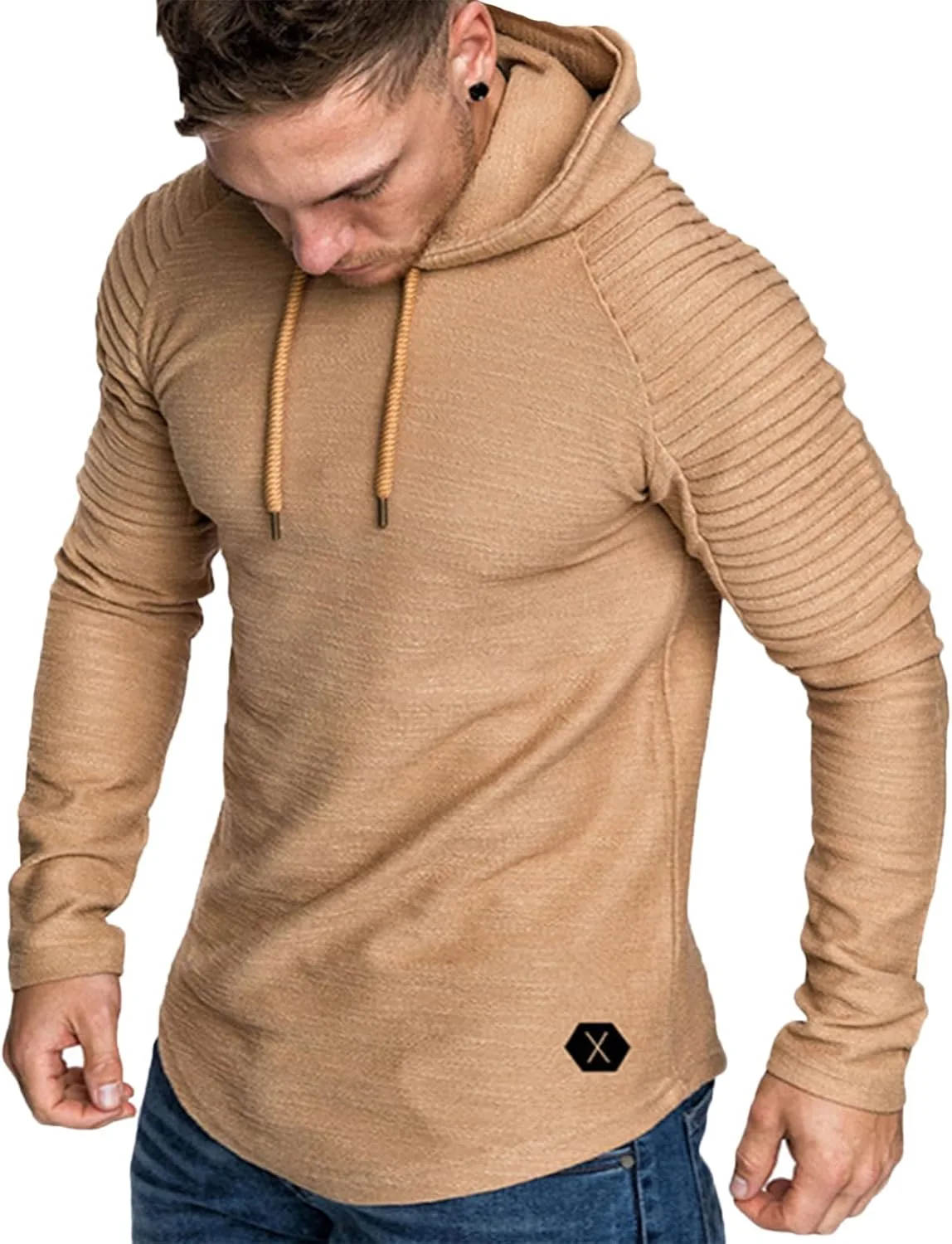 

Мужской худи Slim Fit с регланными рукавами и складками