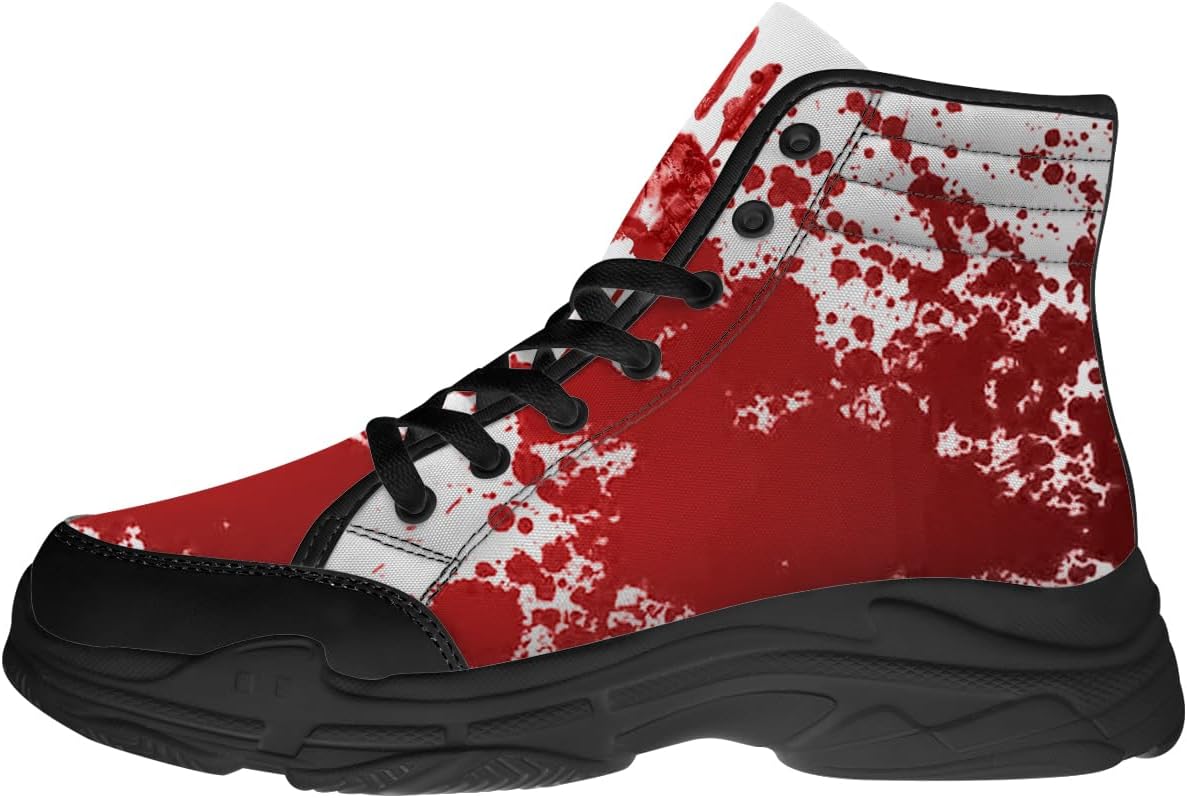 

Кроссовки Quorax Bloody High Top для мужчин и женщин с принтом на Хэллоуин, на шнуровке, из ткани, подарки для нее и его, красный