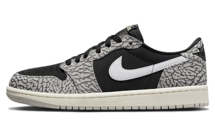 

Кроссовки Jordan 1 Retro Low OG черные цементные (GS), черный/серый