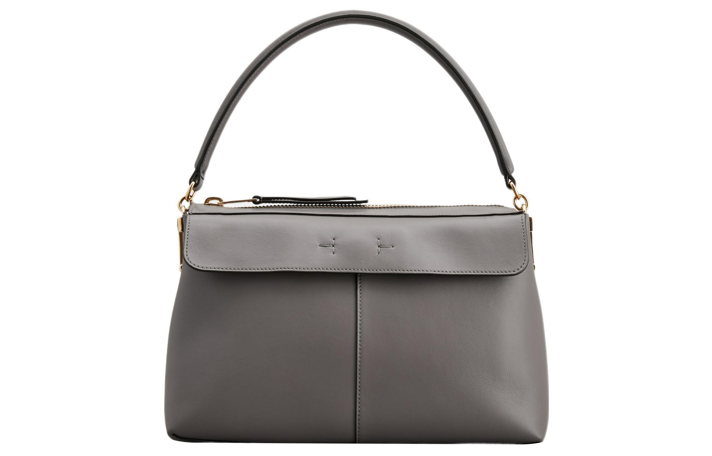 

TOD'S Кожаная бостонская сумка через плечо маленькая женская серая