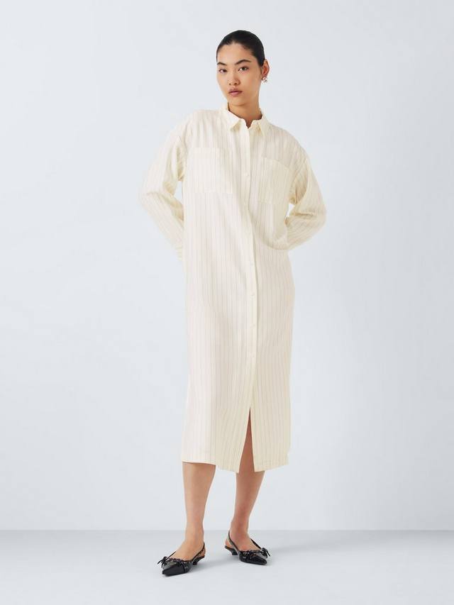 

Макси-платье-рубашка в полоску John Lewis , цвет Soft Stripe Ecru