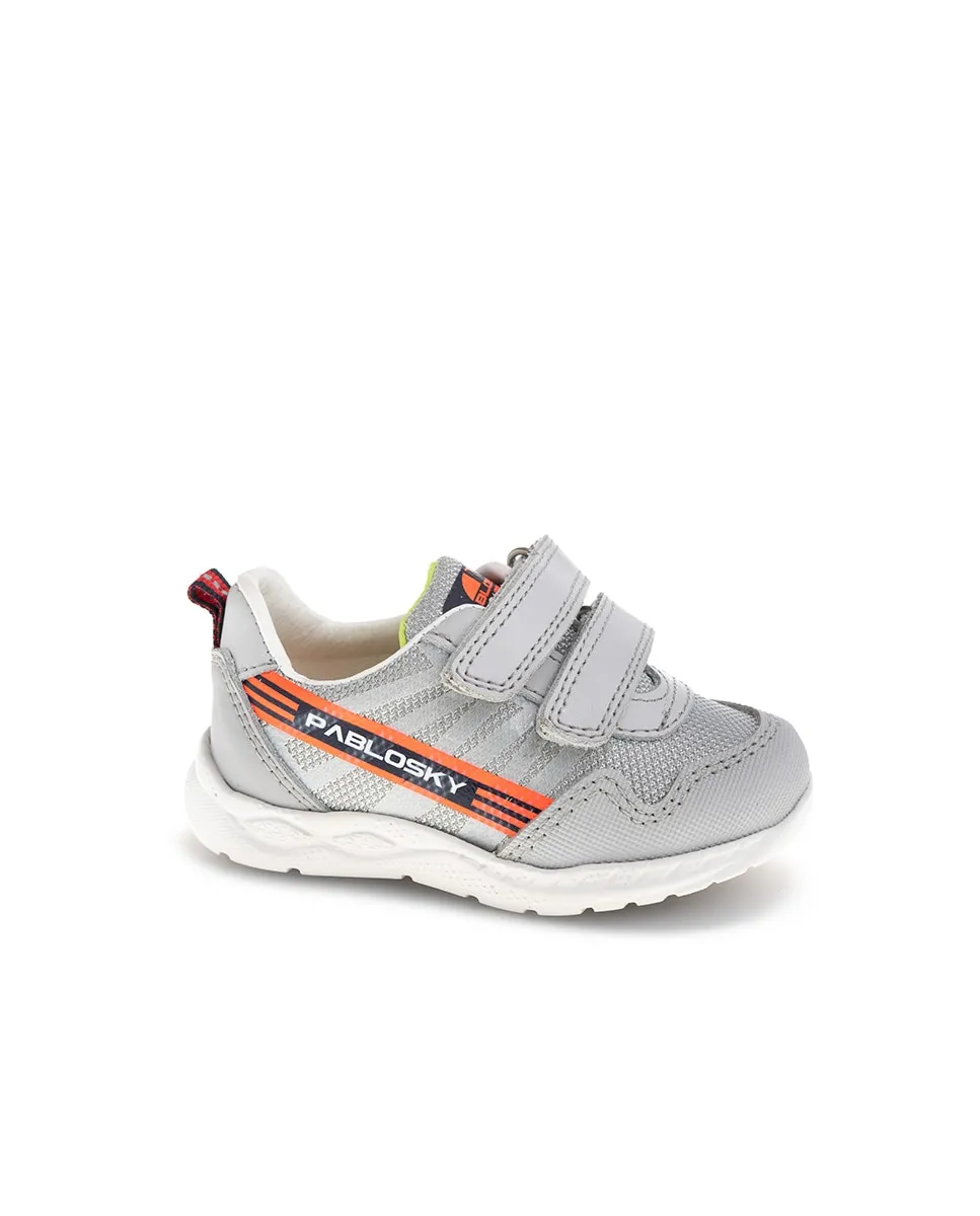 

Детские кожаные и текстильные кеды на липучках Pablosky, серый