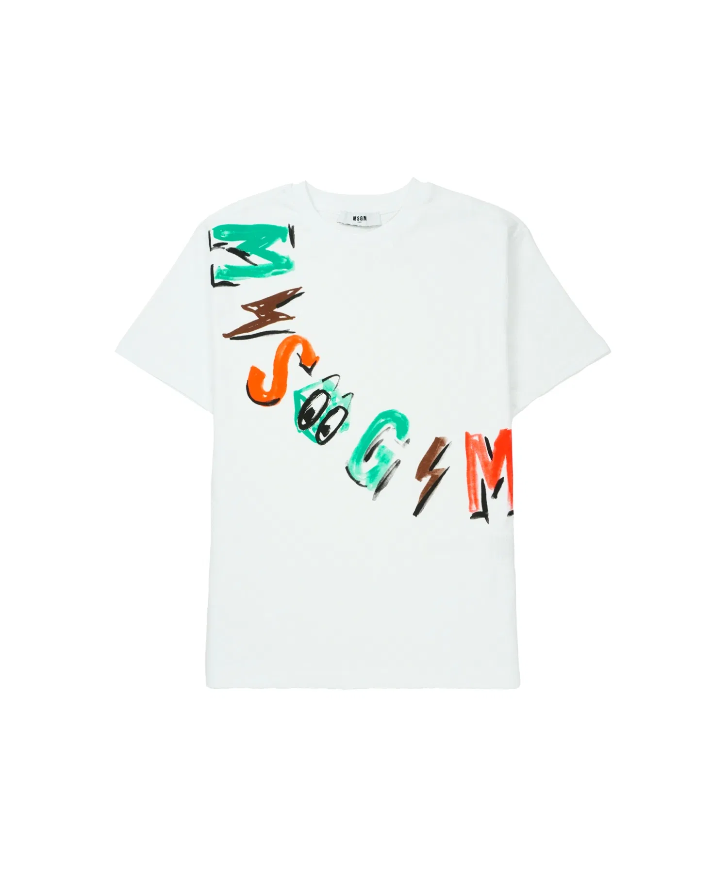 Детская футболка MSGM KIDS с логотипом-граффити белая
