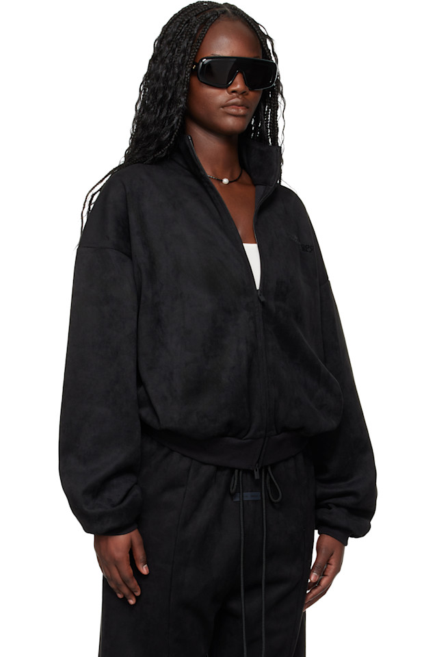 Fear Of God Essentials Черная винтажная спортивная куртка из искусственной замши для отдыха — фото 2