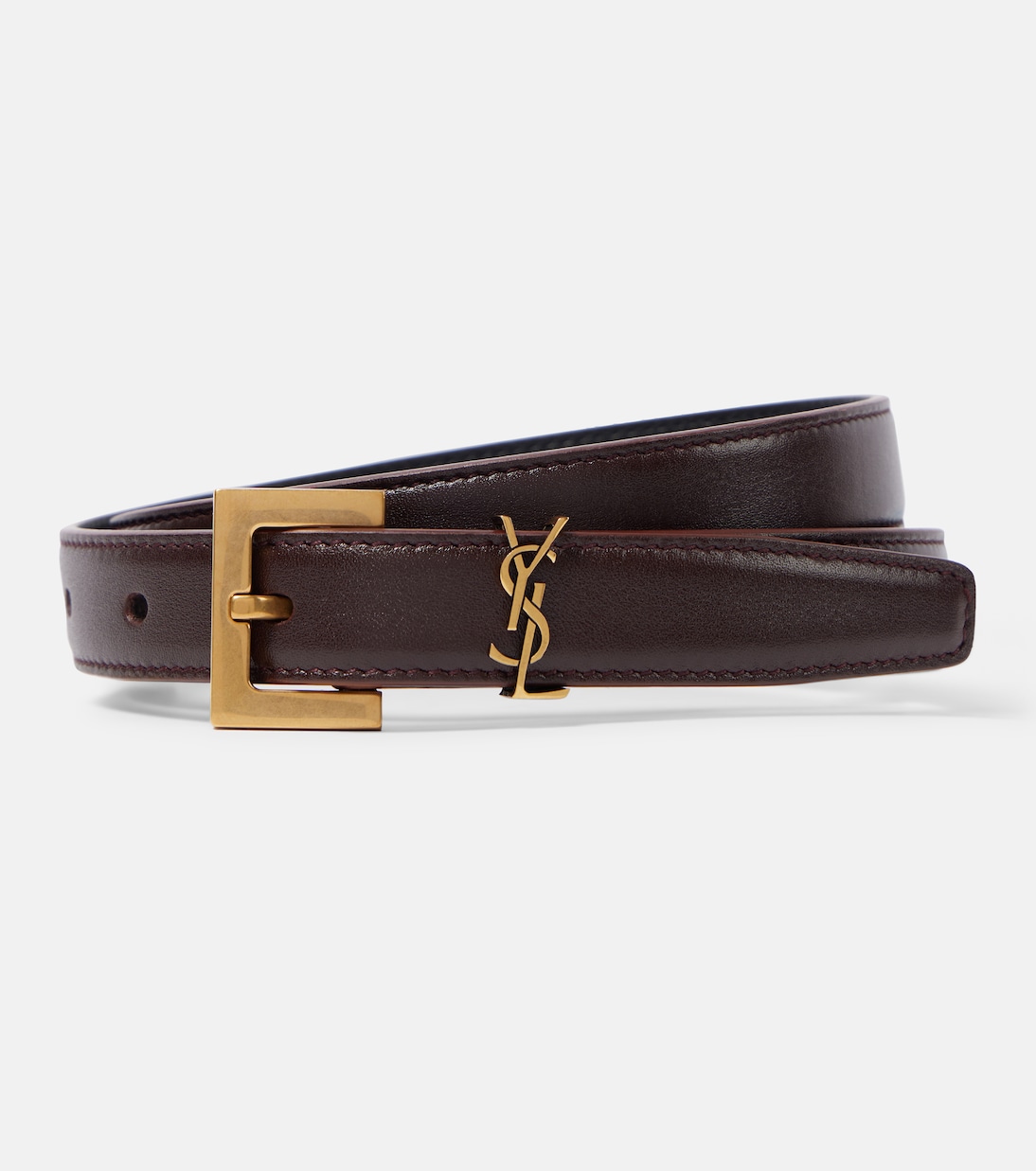 

Кожаный ремень Cassandre slim Saint Laurent, Red Tan