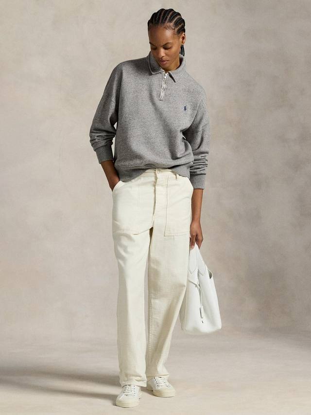 

Легкий поло-свитер с молнией на четверть из флиса Ralph Lauren, Grey