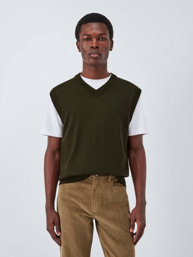 

Майка с v-образным вырезом из мериносовой шерсти John Lewis, Army Green