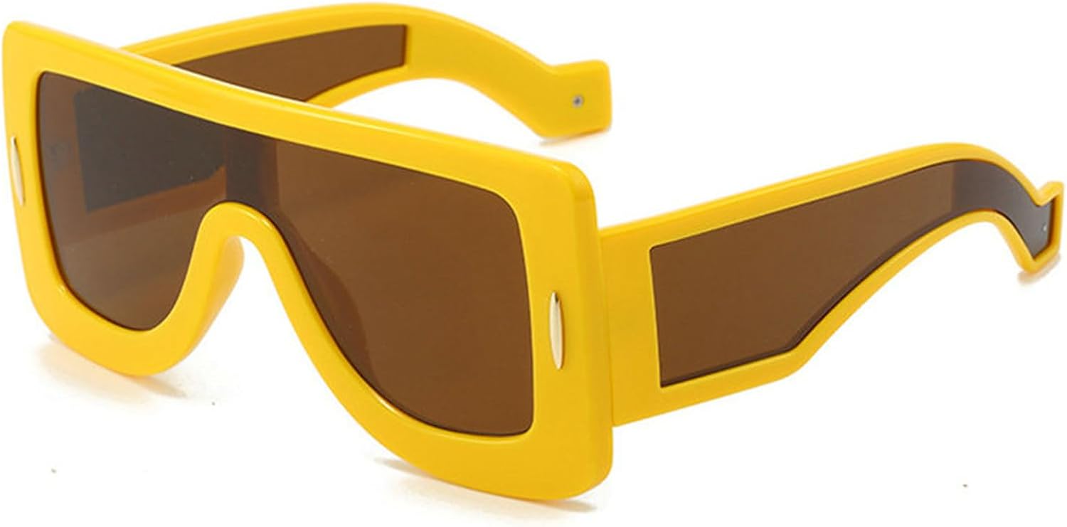 

Солнцезащитные очки Willochra Y2K для женщин и мужчин, модель 2000-х, обтекаемой формы, модные солнцезащитные очки большого размера с защитой от УФ-излучения UV400, Yellow