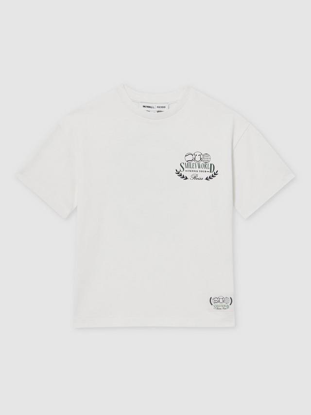 

Детская футболка с улыбающимся чипом, хлопок, короткий рукав Reiss, White