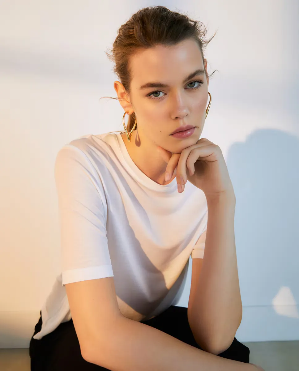 

Женская футболка с квадратным вырезом и коротким рукавом Woman El Corte Inglés, цвет 120 Crudo