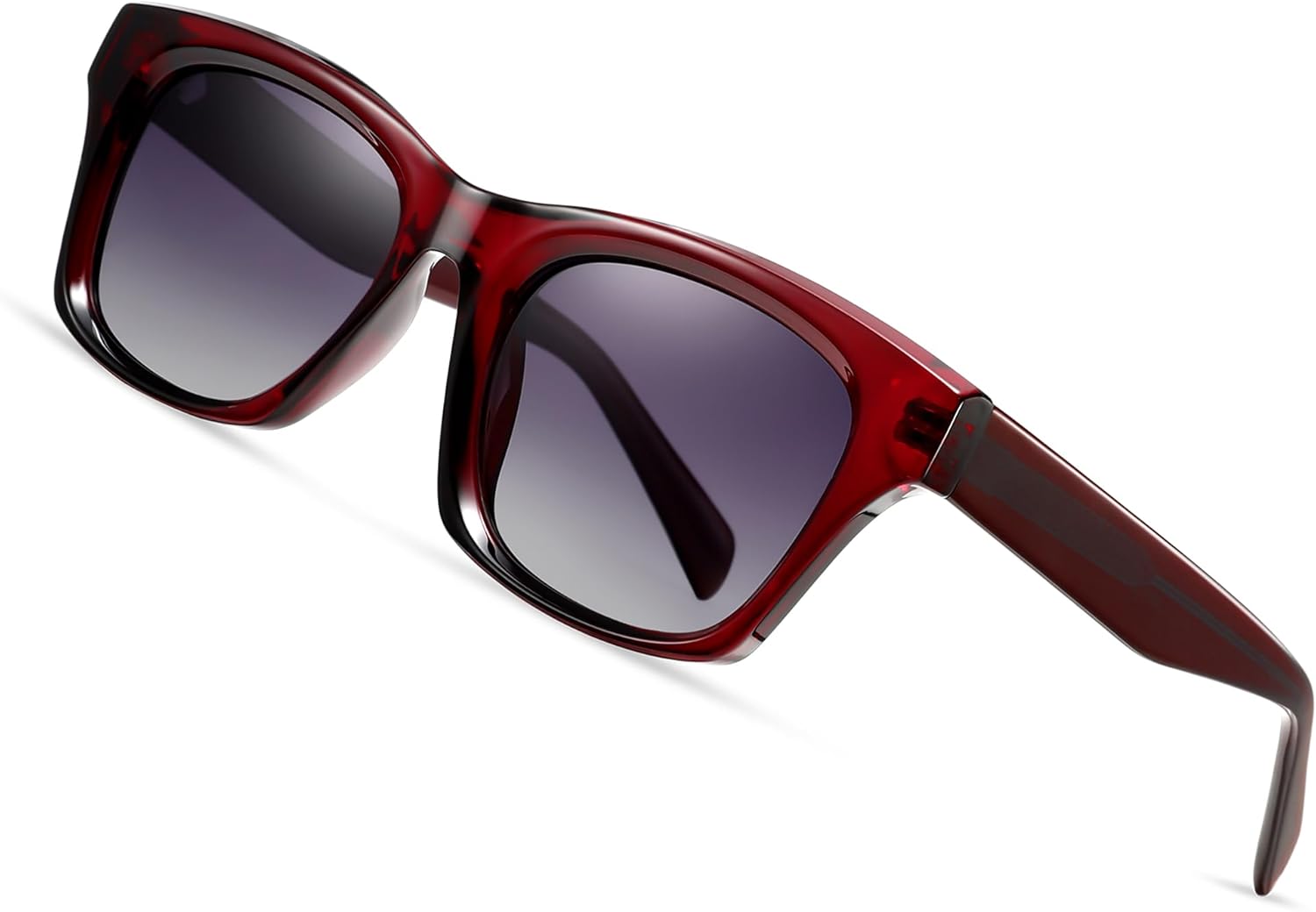 

Солнцезащитные очки Joopin Acetate для женщин, поляризованные, квадратной формы, с защитой от УФ-излучения, ретро-стиль, массивные солнцезащитные очки, Tinted Wine Red Frame Gradual Grey Lens