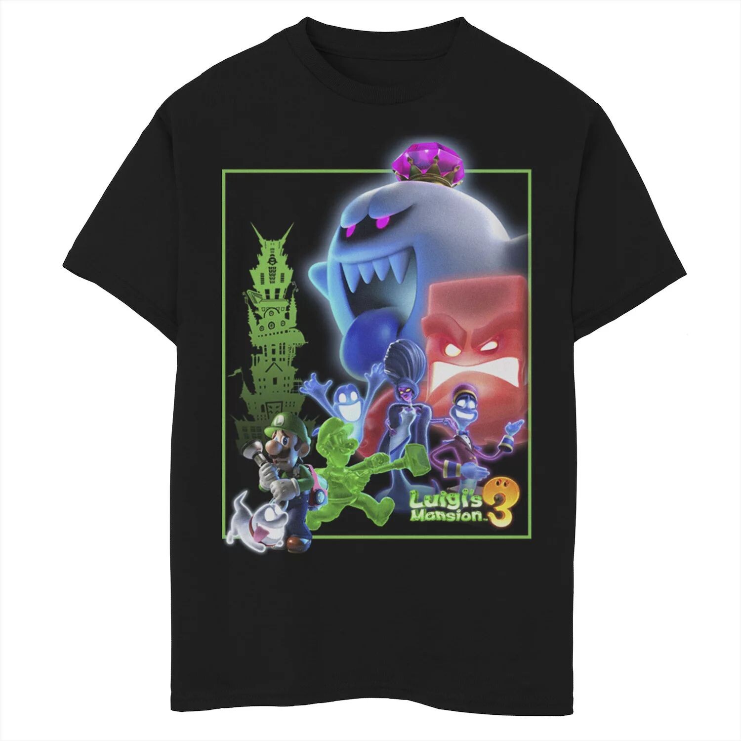 

Футболка с плакатом группы призраков Nintendo Luigi's Mansion 3 Ghost Group для мальчиков 8–20 лет Licensed Character