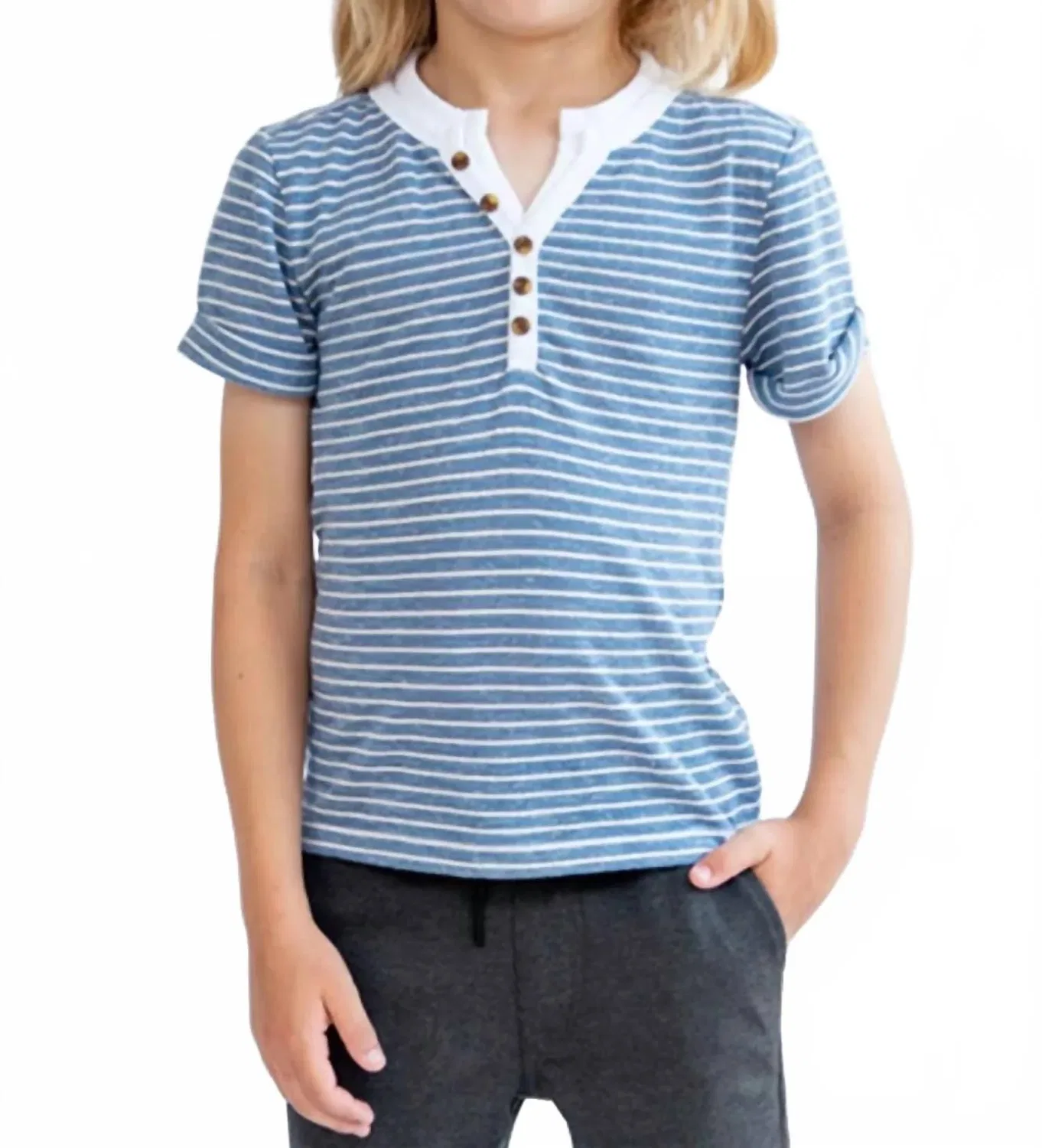 Appaman Hilltop Henley Top In Blue Stripe — фото 2