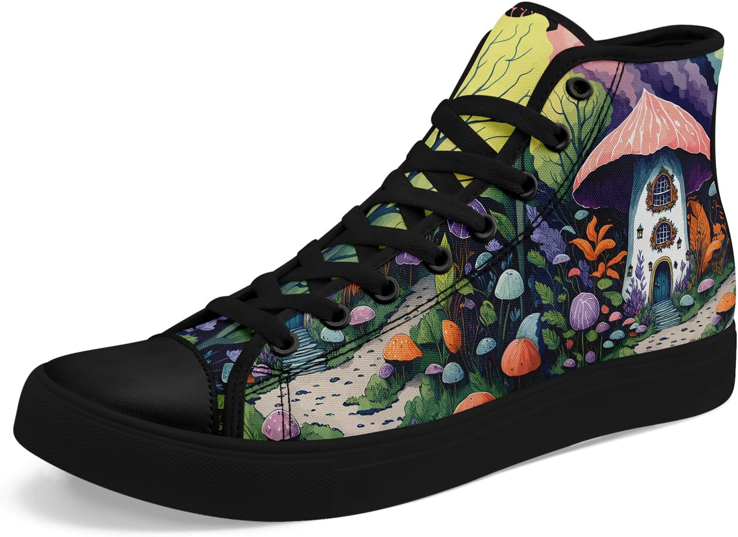 

Высокие кеды на холщовой основе AWSOLE «Грибной лес» для женщин и мужчин, винтажные готические стильные кроссовки с натуральным принтом, повседневная обувь, белый/черный/зеленый/оранжевый/фиолетовый