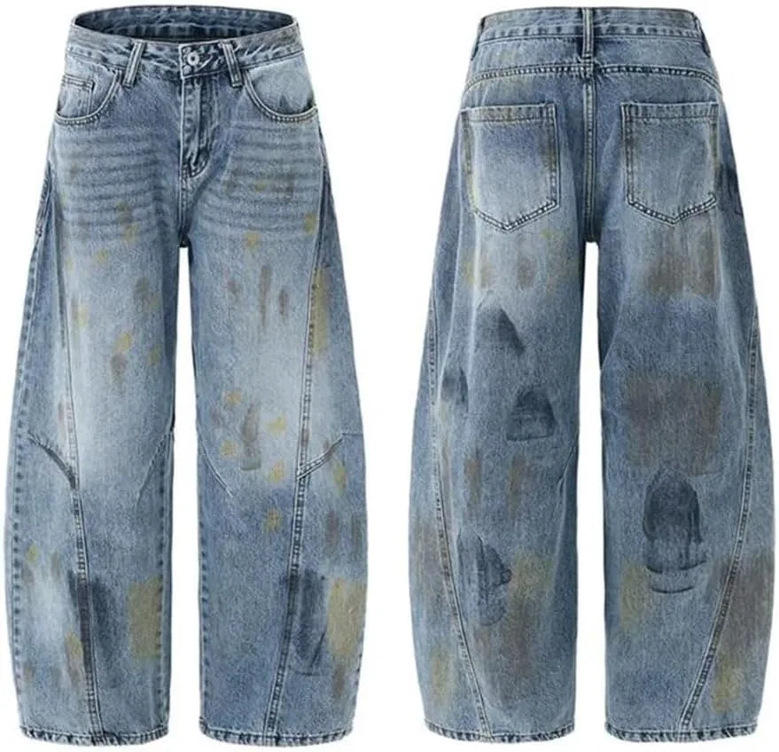 Джинсы прямые свободные Men's Ink Splash, Blue — фото 4