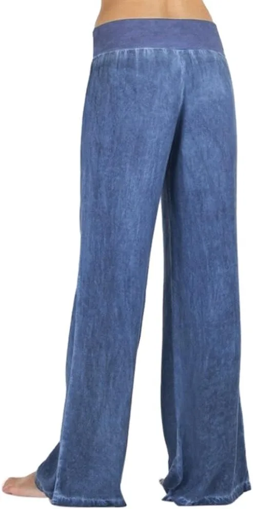 

Женские палаццо джинсы с высокой талией и эластичным поясом tuduoms