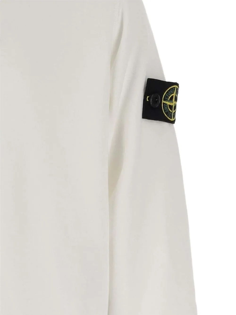 Хлопковый свитшот с нашивкой-логотипом Stone Island Junior, белый — фото 3