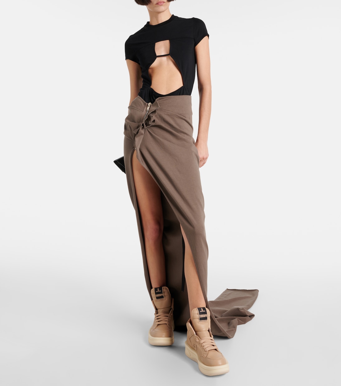 Кожаные кроссовки на платформе из коллаборации с Converse Turbowpn Rick Owens, Cave — фото 2