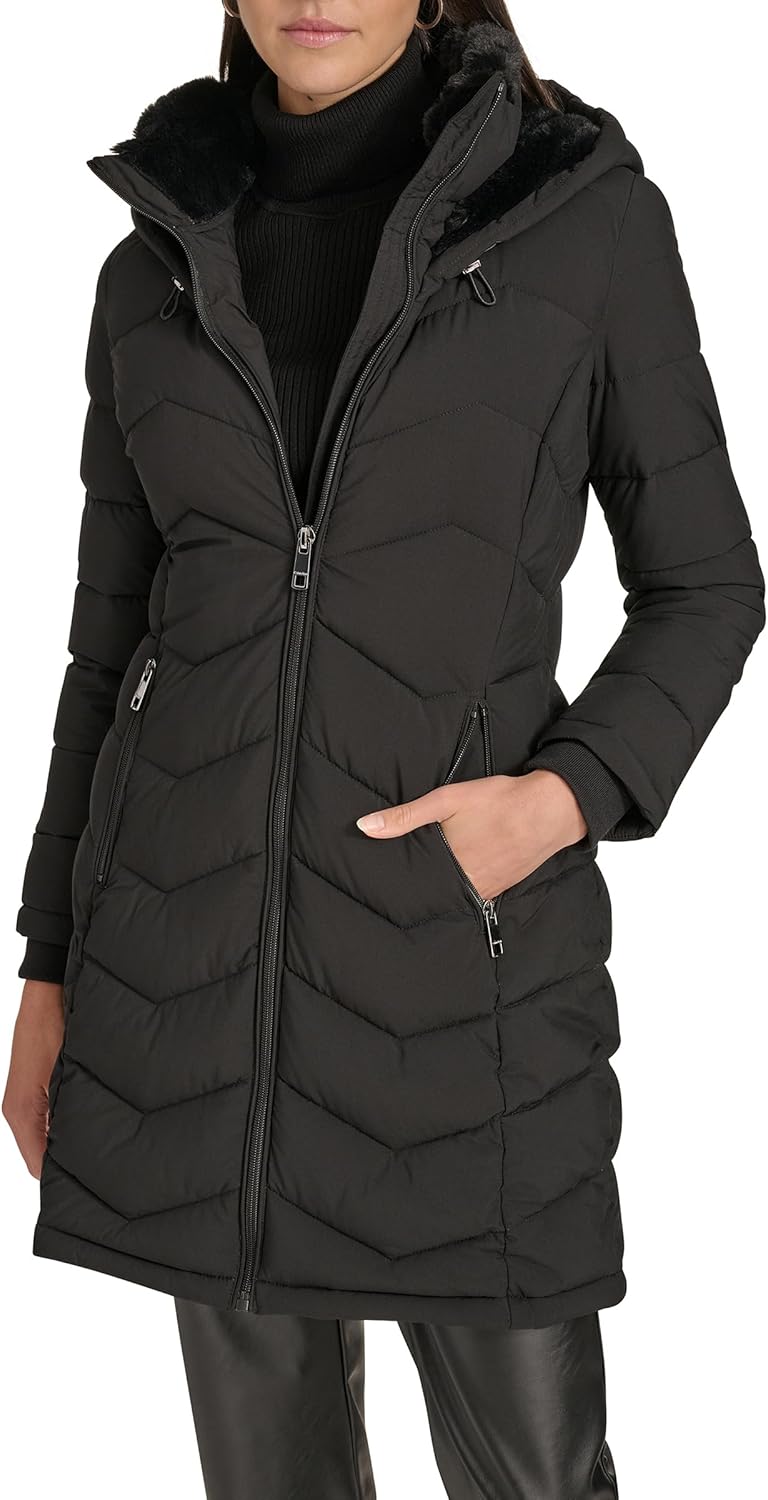 

Calvin Klein Женская легкая куртка с V-образной планкой спереди, Black