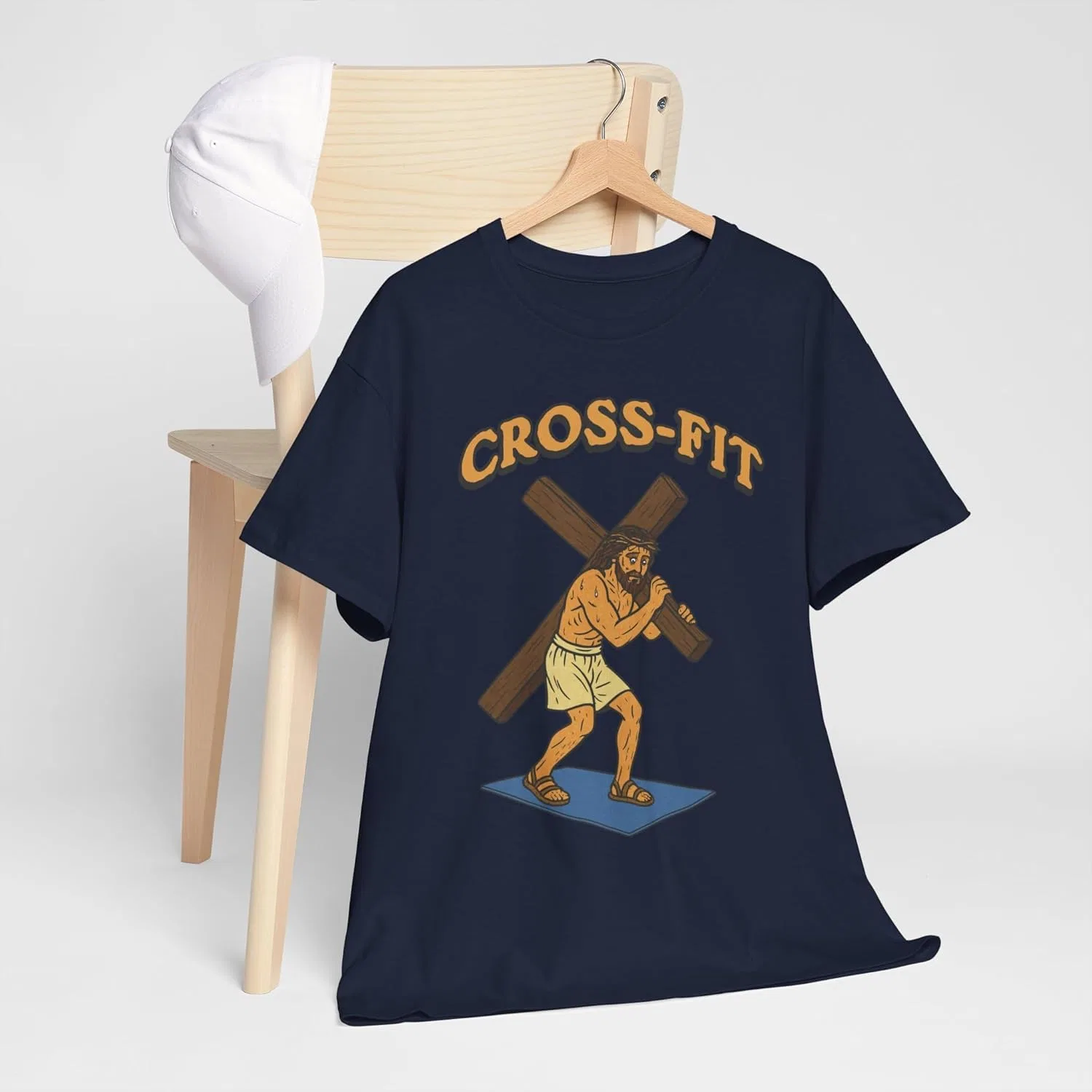 Футболка Jesus, забавная христианская 90-х винтаж Cotton Tee GENERIC, темно-синий — фото 4