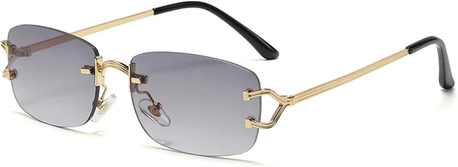 

Солнцезащитные очки с защитой от УФ-излучения UV400 | Маленькие безободковые очки с тонированными линзами | Для женщин и мужчин, для занятий спортом на открытом воздухе и вождения DSVIGF, 03