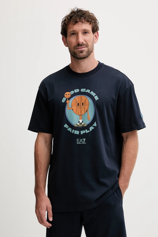 

Хлопковая футболка Ea7 Emporio Armani, синий