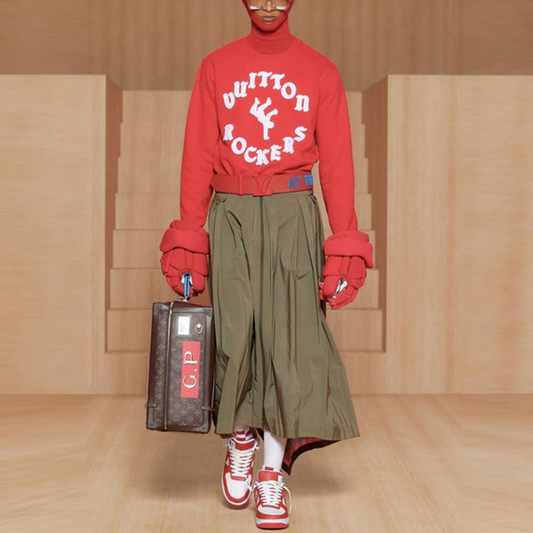 Толстовка men's ss22 alphabet pattern printing round neck long sleeves red Louis Vuitton, красный — фото 3