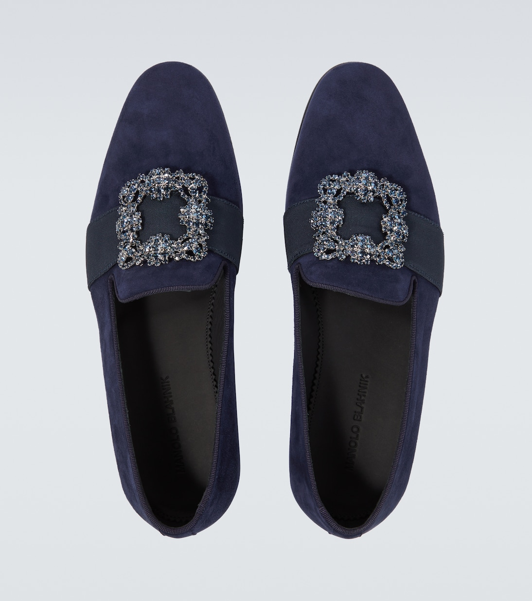 Карлтон украшенные замшевые лоферы Manolo Blahnik, 4116 Navy — фото 4