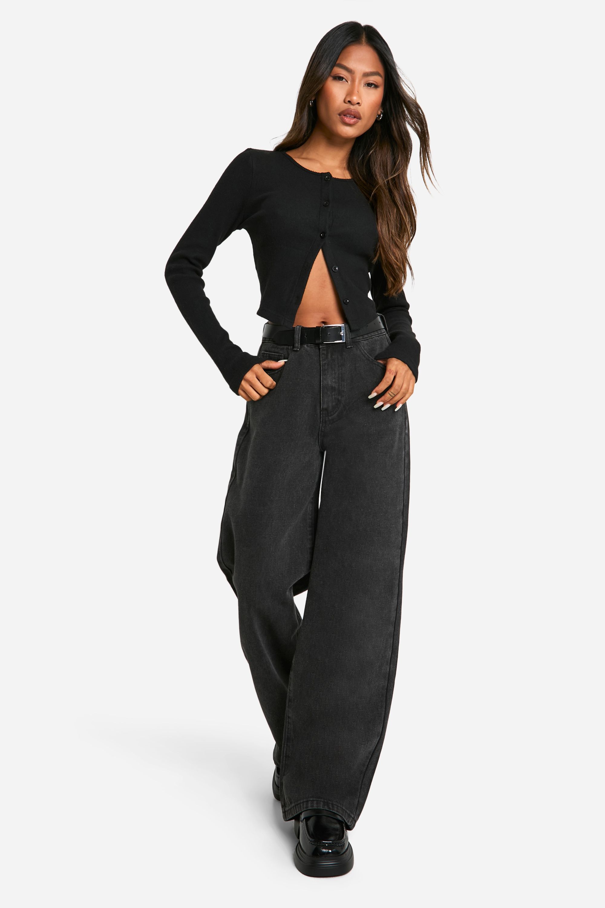 

Джинсы Boohoo Basics с высокой посадкой, черный
