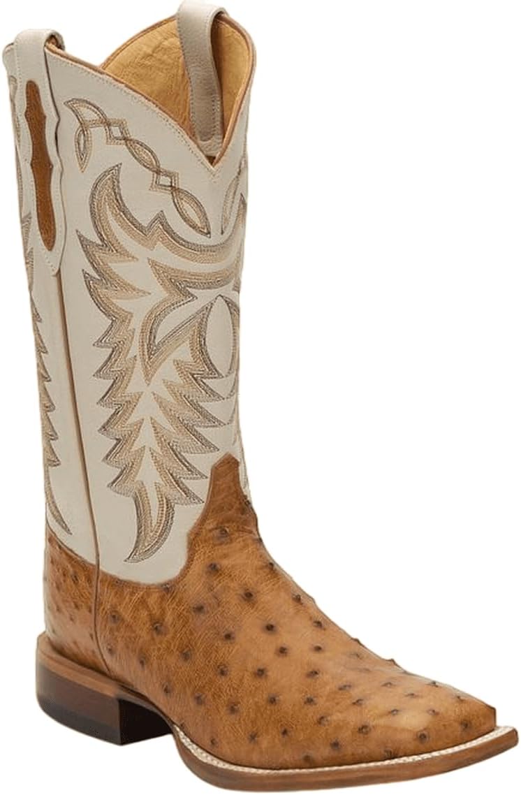 

Мужские вестерн-бутсы Justin Pascoe 13 из страусиной кожи с полным пером, Antique Saddle