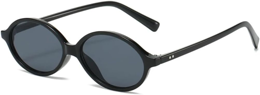 

Модные маленькие овальные солнцезащитные очки для женщин в стиле ретро-панк с заклепками, мужские солнцезащитные очки с защитой от УФ-излучения UV400 UATXTAU, Black Grey