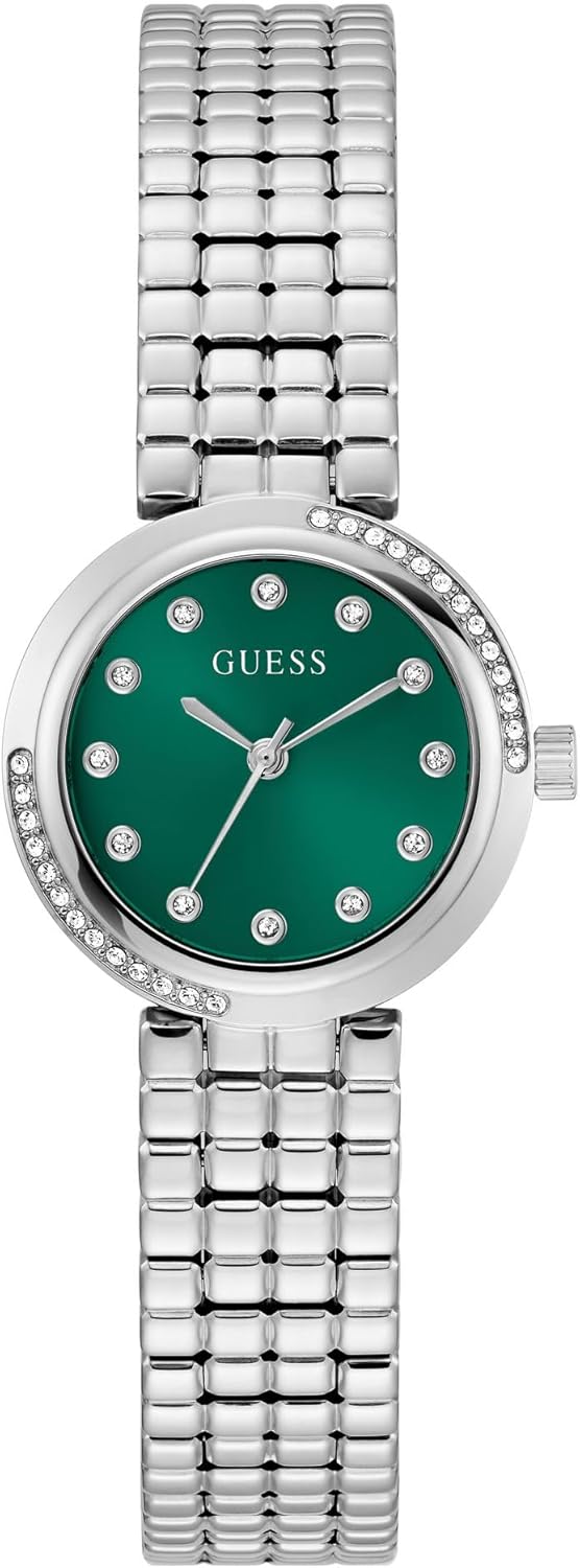 

Серебряные часы с зеленым циферблатом GUESS, Silver