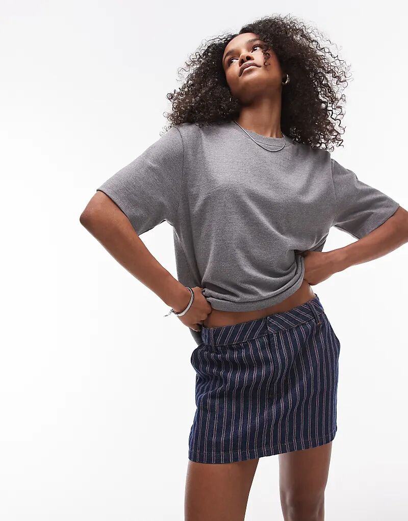 

Джинсовая микро-юбка в красную и синюю полоску Topshop