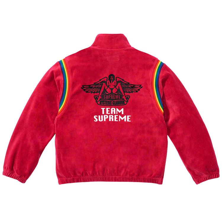 Куртка Supreme x Hysteric Glamour Velour Track Jacket 'Dusty Red', красный — фото 2