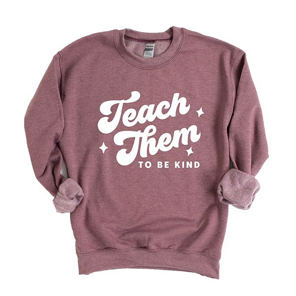 

Ретро свитшот с надписью "Teach them to be kind" Simply Sage Market, Heather Maroon