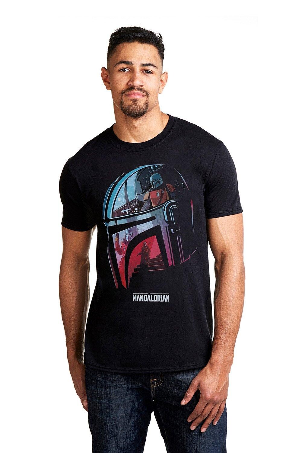 

Хлопковая футболка «Мандалорский шлем» Star Wars, черный