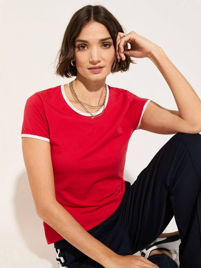 

Футболка Slim Fit с контрастным цветом Baukjen, Crimson/White