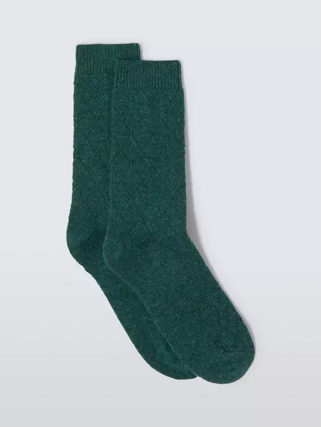 

Носки John Lewis Diamond Cable Knit Wool Silk Blend Ankle, зеленый