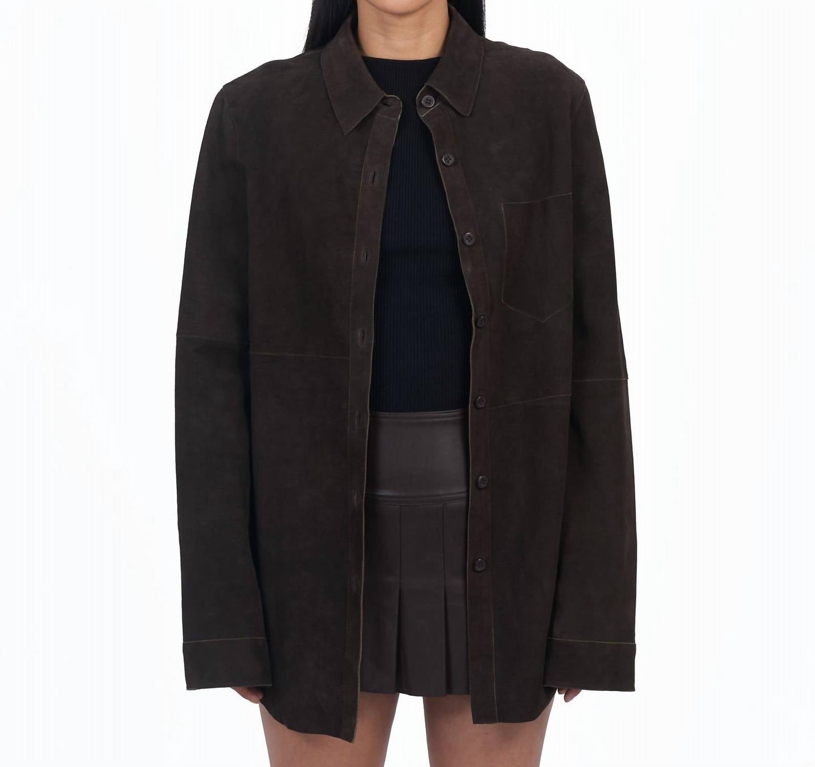 

Замшевая блузка Britta с пуговицами спереди цвета соболя Giacca Lusso, Sable