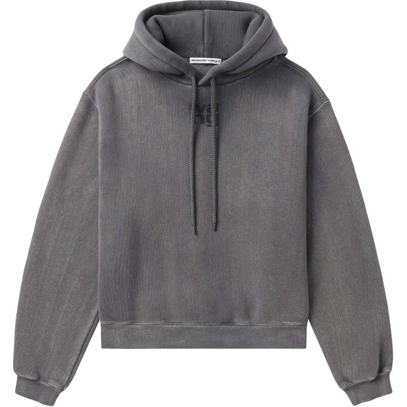 

Структурированный худи с логотипом из петельчатой ткани Alexander Wang, серый