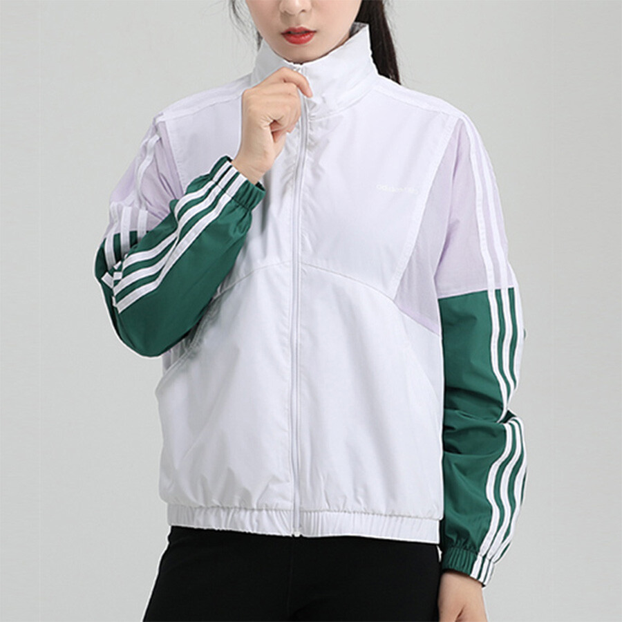 Куртка женская белый/зеленый студенческая Adidas Neo — фото 3