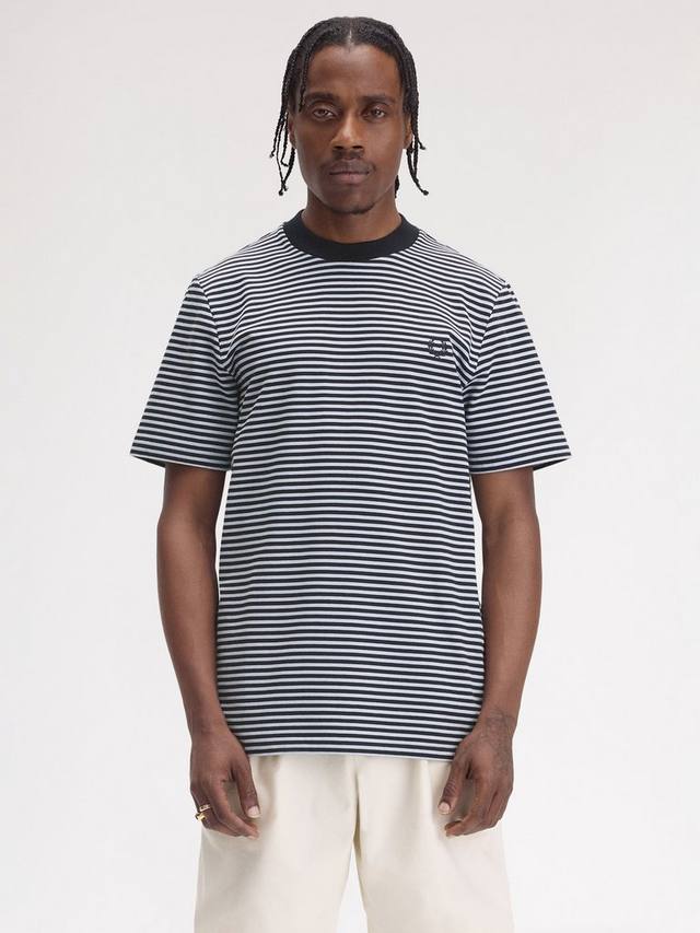 

Хлопковая футболка Regular Fit с коротким рукавом и тонкой полоской Fred Perry, Navy