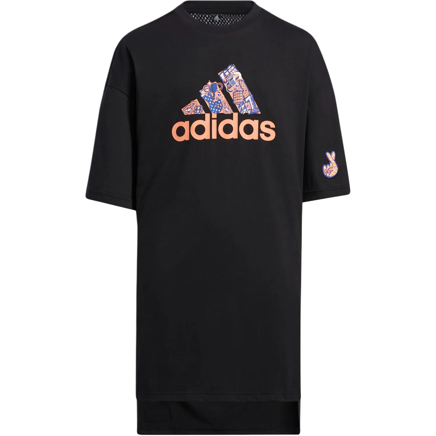 Платье с круглым вырезом средней длины Adidas, черный — фото 3